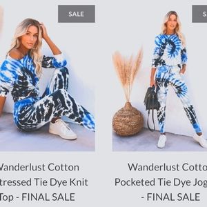 Tie dye blue/black/white knit long sleeve